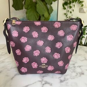 Coach Floral Rose Print Small Dufflette Crossbody Bag 39697 Oxblood Pink Duffle